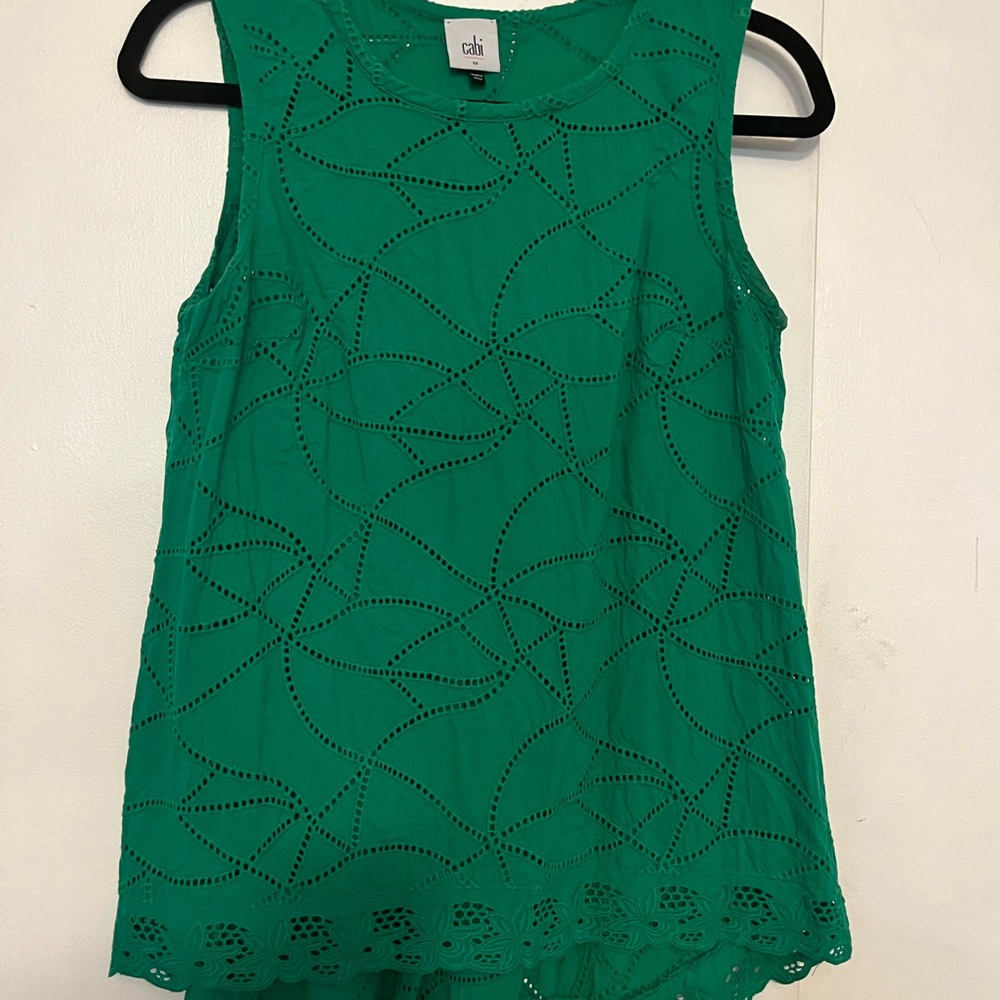CAbi Emerald Green Eyelet Tank Top
